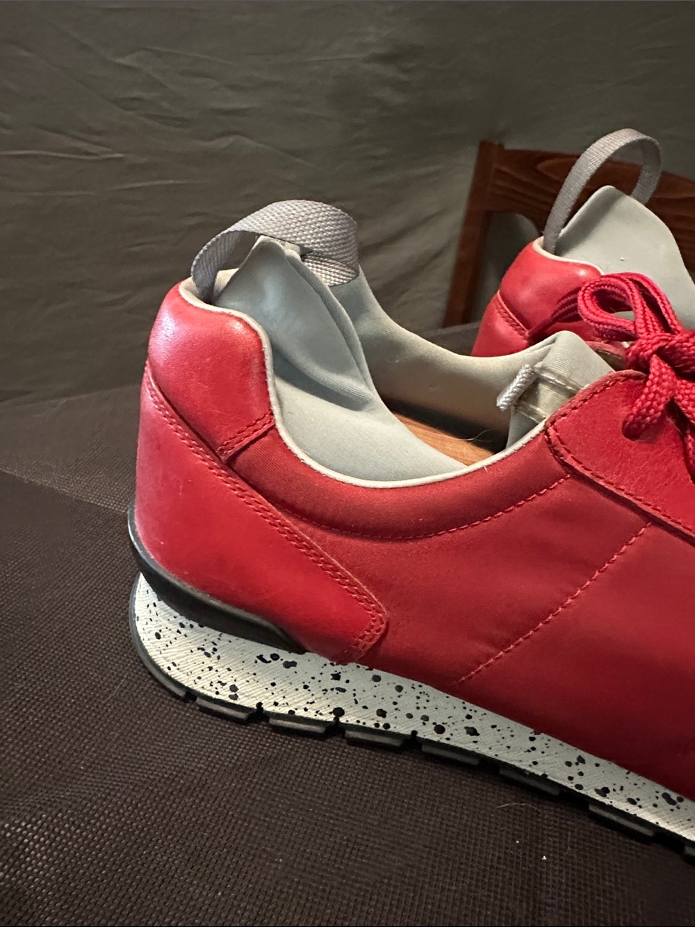 Prada Red Leather Men's Sneakers - Picture 2 of 12
